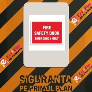 Indicator FIRE SAFETY DOOR EMERGENCY ONLY, Sticker autocolant - Img 2