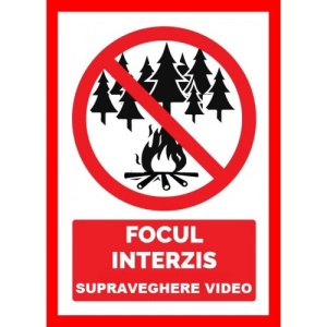 Indicator Focul interzis supraveghere video, Sticker autocolant