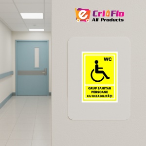 Indicator Galben pentru grup sanitar persoane cu dizabilitati, Sticker autocolant - Img 4