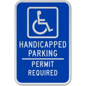 Indicator Handicapped Parking Permit Required Sign, Sticker autocolant