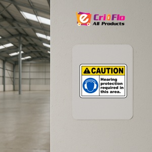 Indicator Hearing Protection Required Sign, Sticker autocolant - Img 3