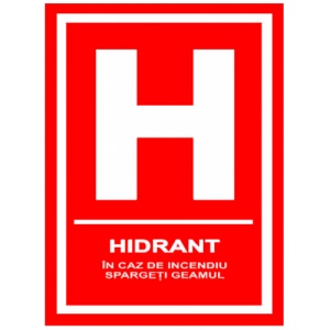 Indicator Hidrant in caz de incendiu sparge geamul, Sticker autocolant