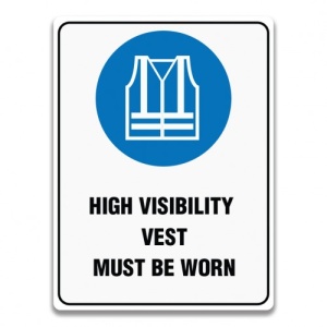 Indicator HIGH VISIBILITY VEST MUST BE WORN SIGNS, Sticker autocolant