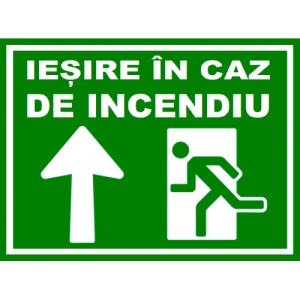 Indicator Iesire in caz de incendiu, Sticker autocolant