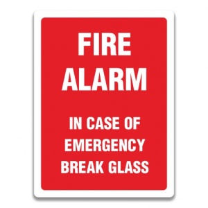Indicator IN CASE OF EMERGENCY BREAK GLASS SIGN, Sticker autocolant