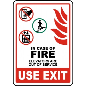 Indicator In Case of Fire Elevators Out of Service Sign, Sticker autocolant
