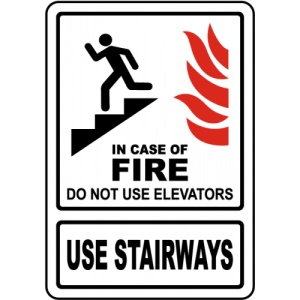 Indicator In Case of Fire Use Stairs, Sticker autocolant