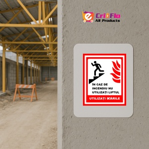 Indicator In caz de incendiu nu utilizati liftul utilizati scarile de iesire, Sticker autocolant - Img 5