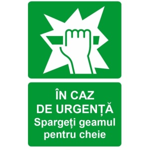Indicator In caz de urgenta spargeti geamul pentru cheie, Sticker autocolant