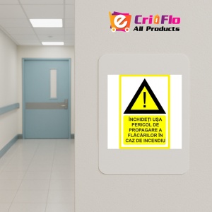 Indicator Inchideti usa pericol de propagare a flagare a flacarilor in caz de incendiu, Sticker autocolant - Img 4