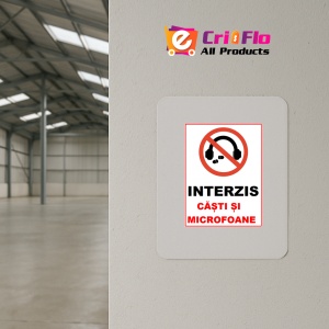Indicator Interzis casti si microfoane, Sticker autocolant - Img 3