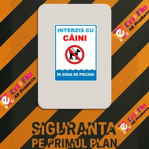 Indicator Interzis cu caini in zona de piscina, Sticker autocolant - Img 2