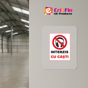 Indicator Interzis cu casti, Sticker autocolant - Img 3