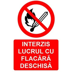 Indicator Interzis lucrul cu flacara deschisa indicator de interzicere, Sticker autocolant
