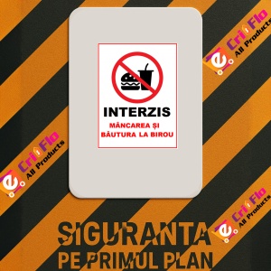 Indicator Interzis mancarea si bautura la birou, Sticker autocolant - Img 2