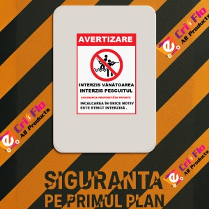 Indicator Interzis vanatoarea si interzis pescuitul, Sticker autocolant - Img 2