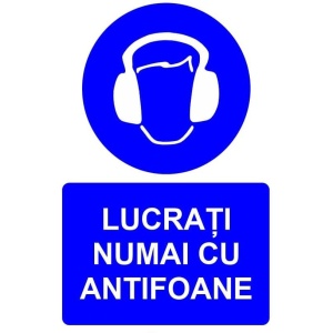 Indicator Lucrati numai cu antifoane indicator de obligativitate, Sticker autocolant