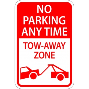 Indicator No Parking Anytime Tow Away Zone Sign, Sticker autocolant