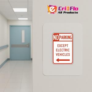 Indicator No Parking Except Electric Vehicle Sign Left Arrow, Sticker autocolant - Img 4