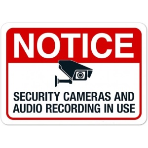 Indicator Notice security cameras and audio recording in use, Sticker autocolant