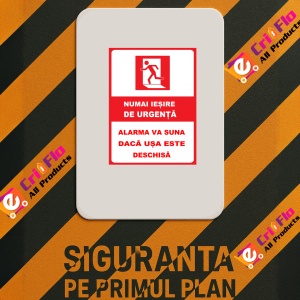 Indicator Numai iesire de urgenta alarma va suna daca usa este deschisa, Sticker autocolant - Img 2