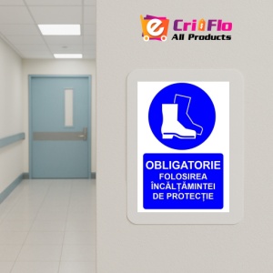 Indicator Obligatorie folosirea incaltamintei de protectie indicator de obligativitate, Sticker autocolant - Img 5