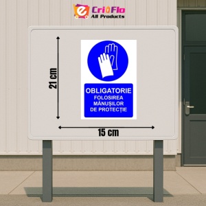 Indicator Obligatorie folosirea manusilor de protectie indicator de obligativitate, Sticker autocolant - Img 2