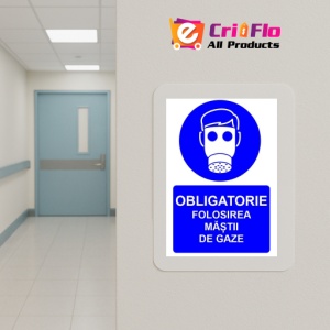 Indicator Obligatorie folosirea mastii de gaze indicator de obligativitate, Sticker autocolant - Img 5