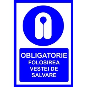 Indicator Obligatorie folosirea vestei de salvare, Sticker autocolant