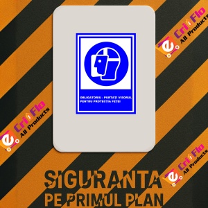 Indicator Obligatoriu purtati visorul pentru protectia fetei, Sticker autocolant - Img 2