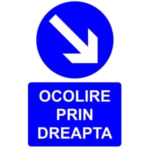 Indicator Ocolire prin dreapta indicator de obligativitate, Sticker autocolant