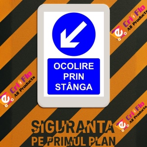 Indicator Ocolire prin stanga indicator de obligativitate, Sticker autocolant - Img 3