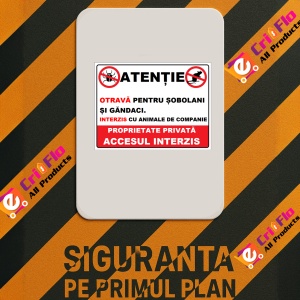 Indicator Otrava pentru sobolani si gandaci interzis cu animale de companie, Sticker autocolant - Img 2