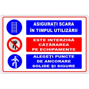 Indicator Panou asigurati scara in timpul utilizarii este interzisa catararea pe echipamente alegeti puncte de ancorare solide si sigure, Sticker autocolant