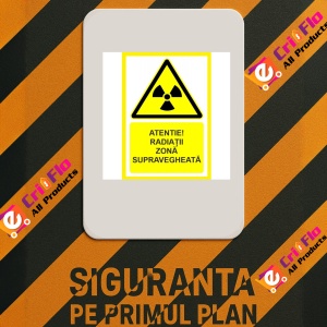 Indicator Panou atentie radiatii zona supravegheata, Sticker autocolant - Img 2
