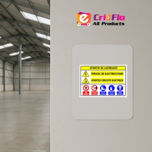 Indicator Panou atentie se lucreaza pericol de electrocutare atentie circuite electrice, Sticker autocolant - Img 3
