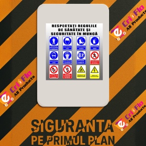 Indicator Panou respectati regulile de sanatate si securitate in munca, Sticker autocolant - Img 2