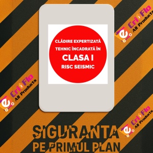 Indicator Pentru Cladire expertizata tehnica incadrata in clasa 1 risc seismic, Sticker autocolant - Img 2