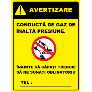 Indicator Pentru conducta de gaz de inalta presiune, Sticker autocolant