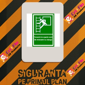 Indicator Pentru fereastra de urgenta scara de evacuare la stanga, Sticker autocolant - Img 2
