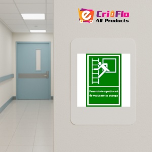Indicator Pentru fereastra de urgenta scara de evacuare la stanga, Sticker autocolant - Img 4