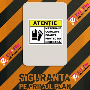 Indicator Pentru materiale corozive poarta protectia necesara, Sticker autocolant - Img 2