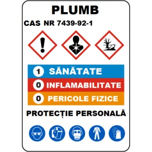 Indicator Pentru plumb cas numar 7439-92-1, Sticker autocolant