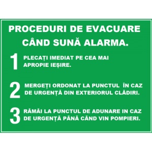 Indicator Pentru proceduri de evacuare, Sticker autocolant