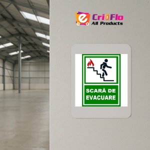 Indicator Pentru scara de evacuare iesire pe scari in dreapta jos, Sticker autocolant - Img 3