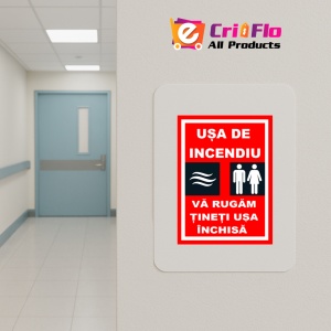 Indicator Pentru usa de incendiu va rugam tineti usa inchisa, Sticker autocolant - Img 4