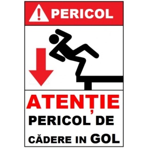 Indicator Pericol de cadere in gol, Sticker autocolant