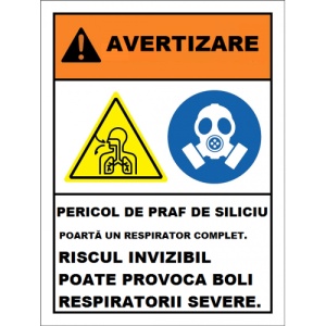 Indicator Pericol de praf de siliciu, Sticker autocolant