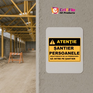 Indicator Persoanele neautorizate nu au permisiunea sa intre pe santier, Sticker autocolant - Img 5