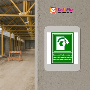 Indicator Placuta intoarceti-va pentru a deschide usa in sensul acelor de ceasornic spre dreapta, Sticker autocolant - Img 5
